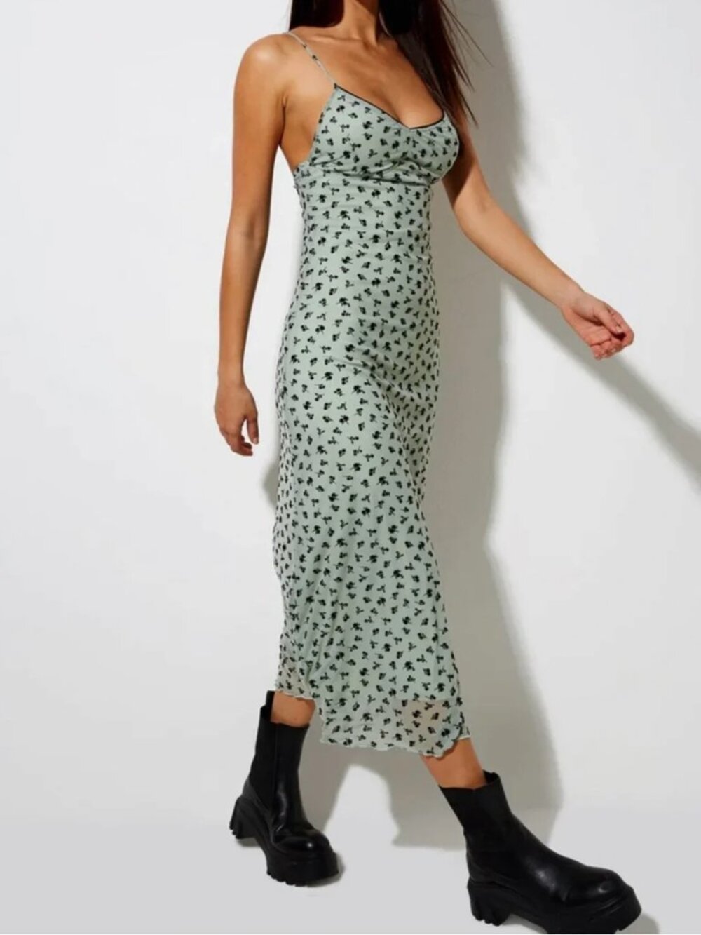 Motel Women's Cotina Sage Flower Buds Black Flock New with Tags (Choose Size)